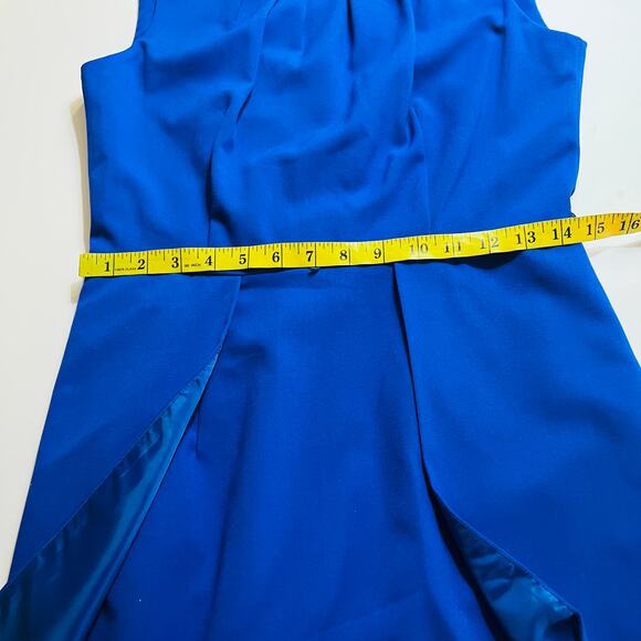Calvin Klein sleeveless Faux Wrap Sheath Dress Size 4 Blue - Picture 7 of 9